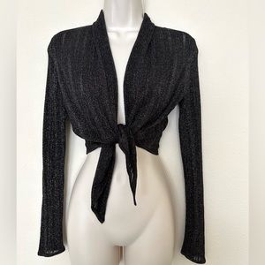 INC Metallic Tie Front Crop Shrug, Small